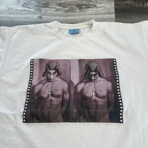 Vintage Russo Wear Tupac Shakur White Mens 3XL Tribute Rapper T-Shirt 2000s y2k‎